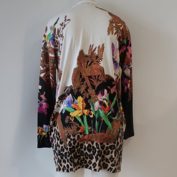 Womens Etro Milano Multi Floral Animal Print Silk Blend Cardigan Sweater 38 US/2 - Picture 6 of 11